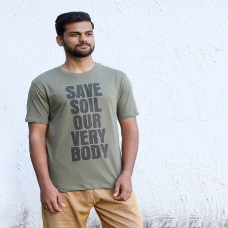 Olive Green Save Soil Organic Cotton Unisex T-Shirt  