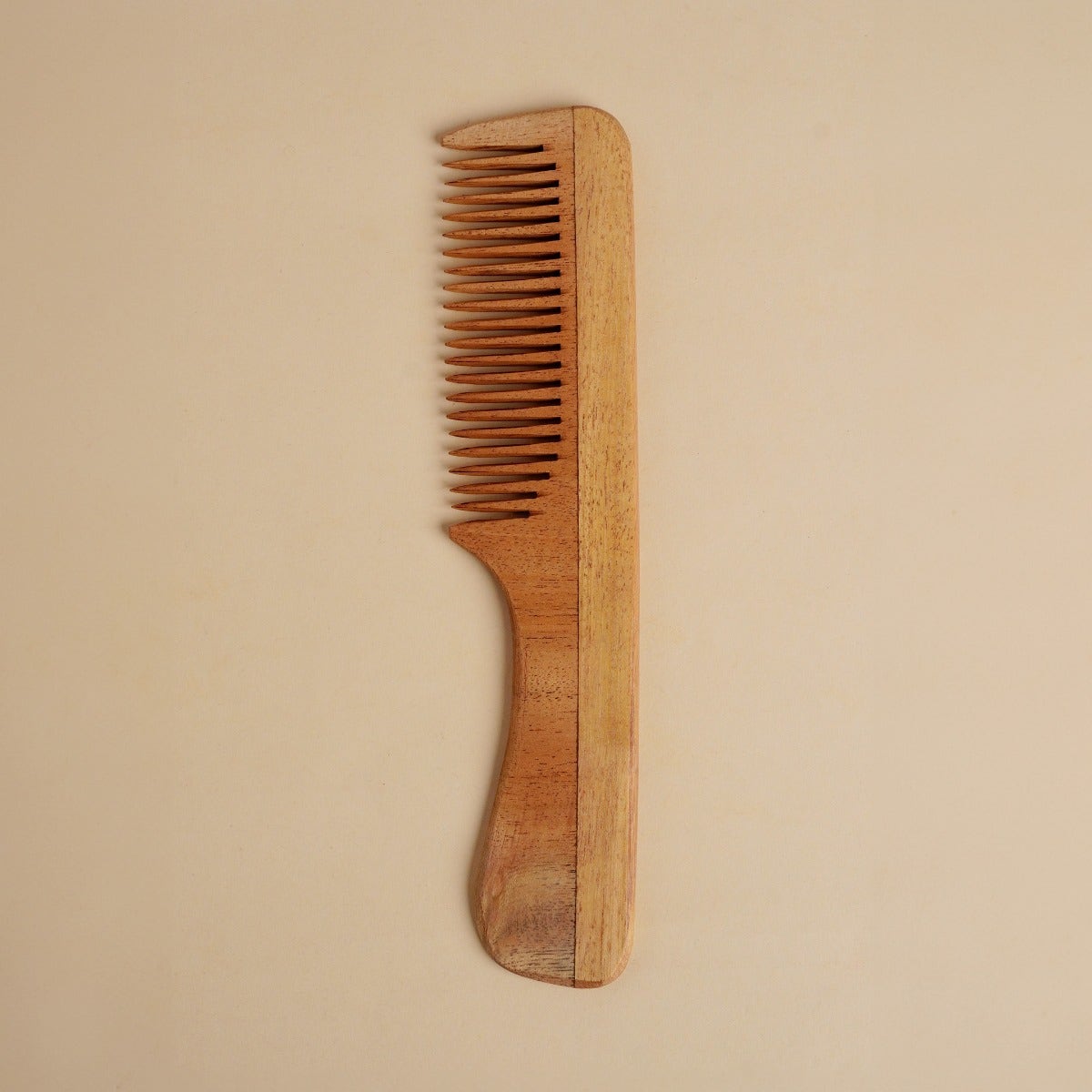 Handmade Neem Wood Comb (Handle model) - Narrow Teeth