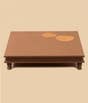 Lotus Leaf Copper Inlay Wooden Table 18''x18''