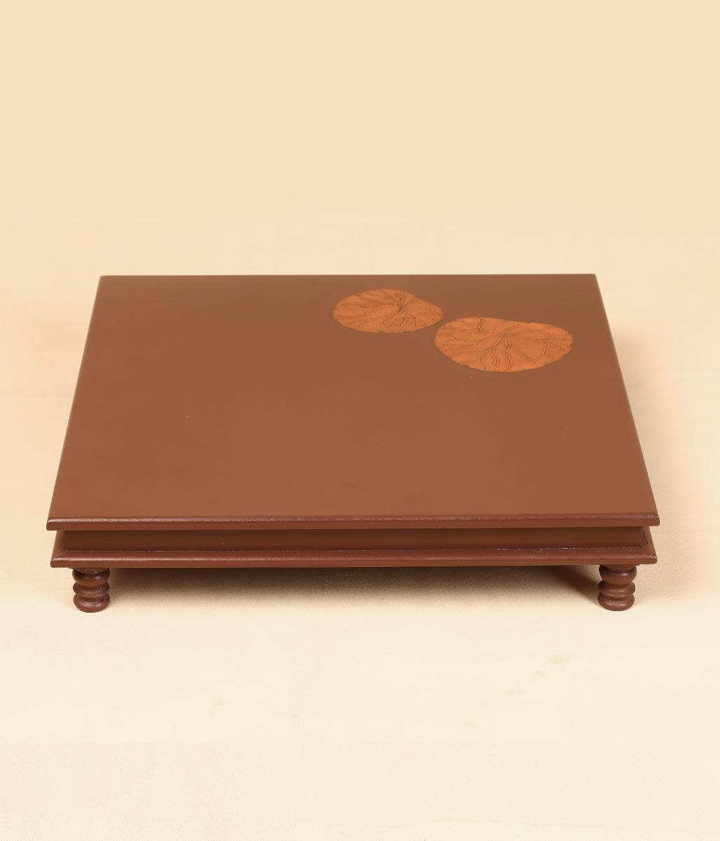 Low side table with copper lotus leaves - Big