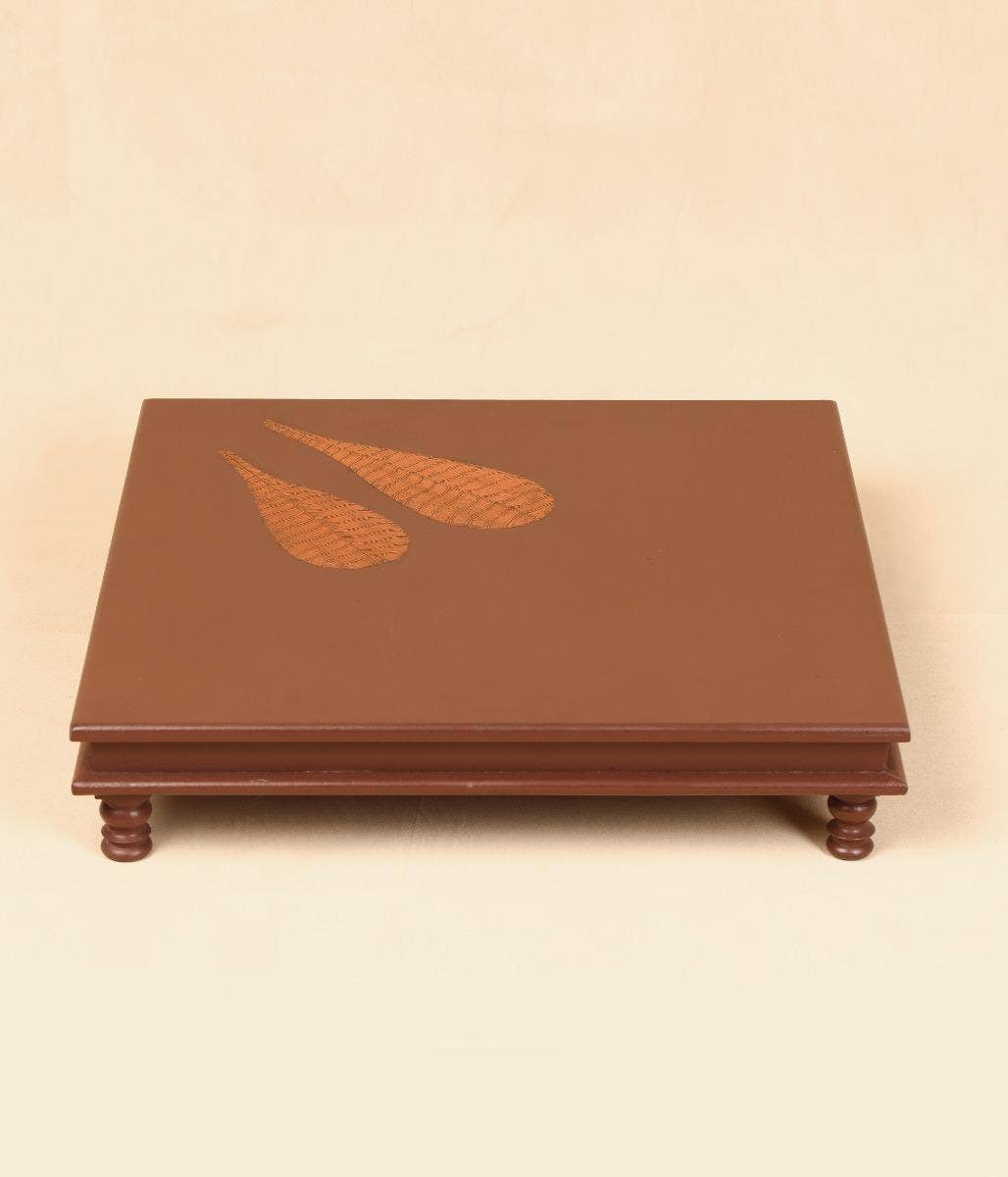 Pooja Table with Copper Temple Tree Leaves - 21x21