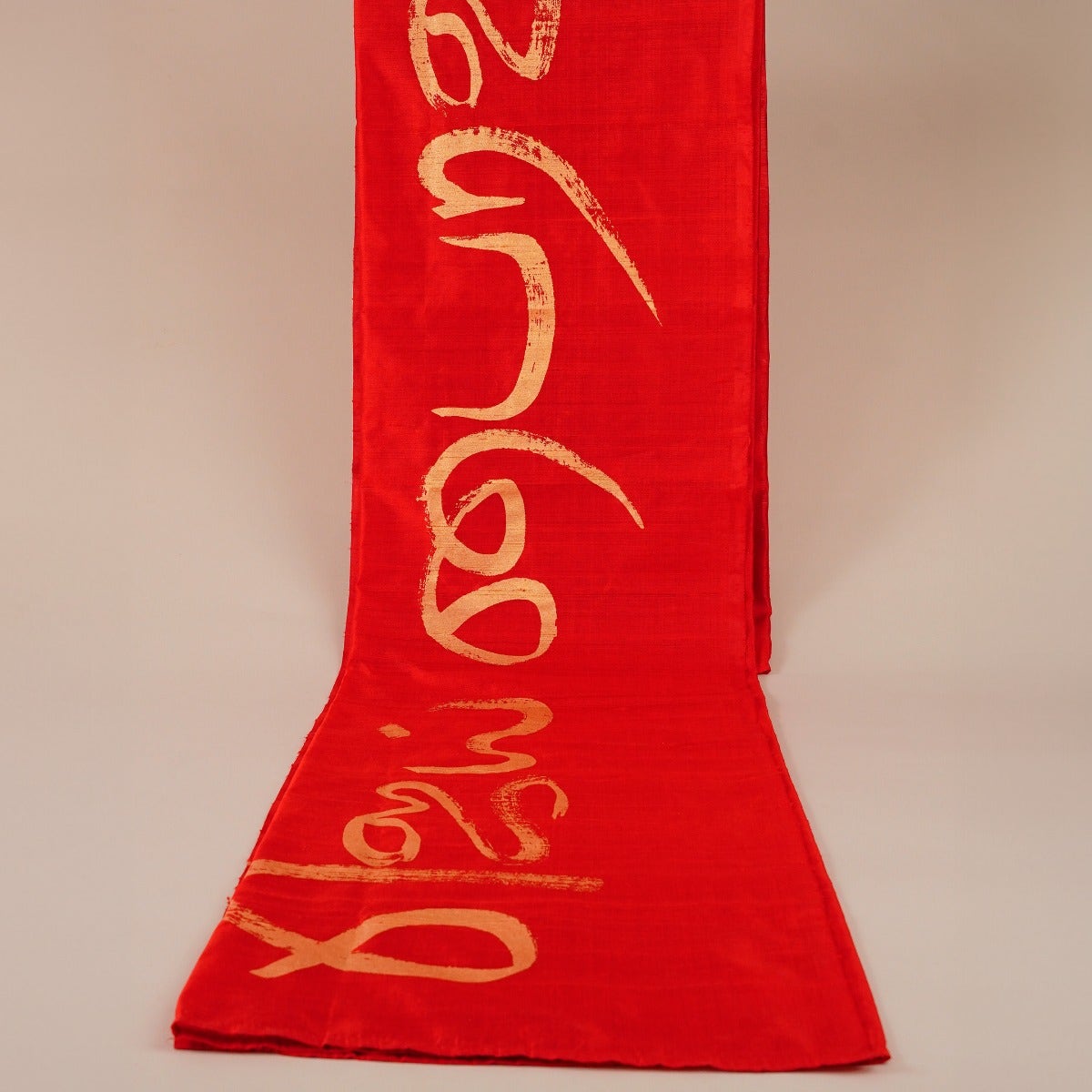 Devi Silk Shawl. Consecrated. Natural Fabric. Fiery Red Colour(Tamil)