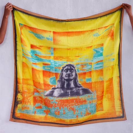 Lightweight and Luxuriously Soft Adiyogi Cotton Stole - Vibrant Yellow 