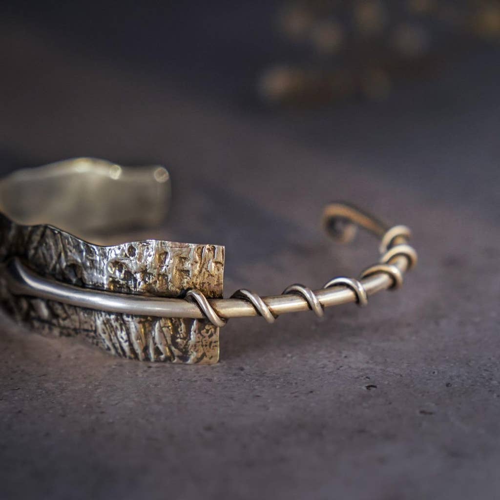 Sterling Silver 92.5 Sarpa - Textured Silver Cuff