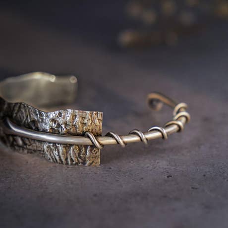 Sterling Silver 92.5 Sarpa - Textured Silver Cuff
