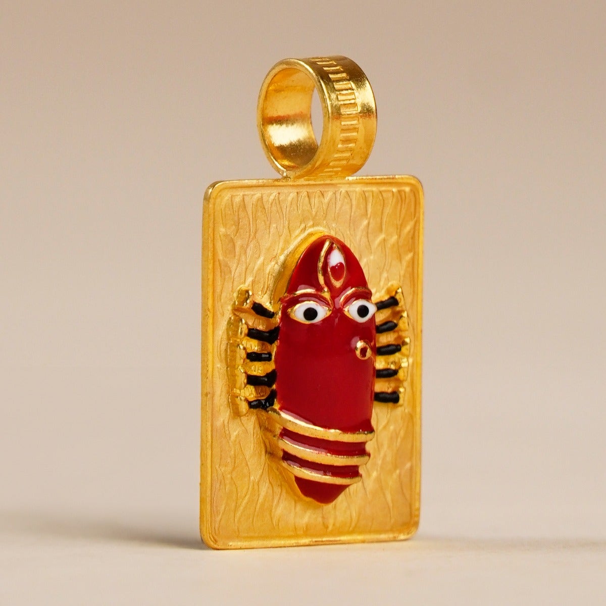 Linga Bhairavi 22KT Gold Pendant - 4 gm (Kumkum) 