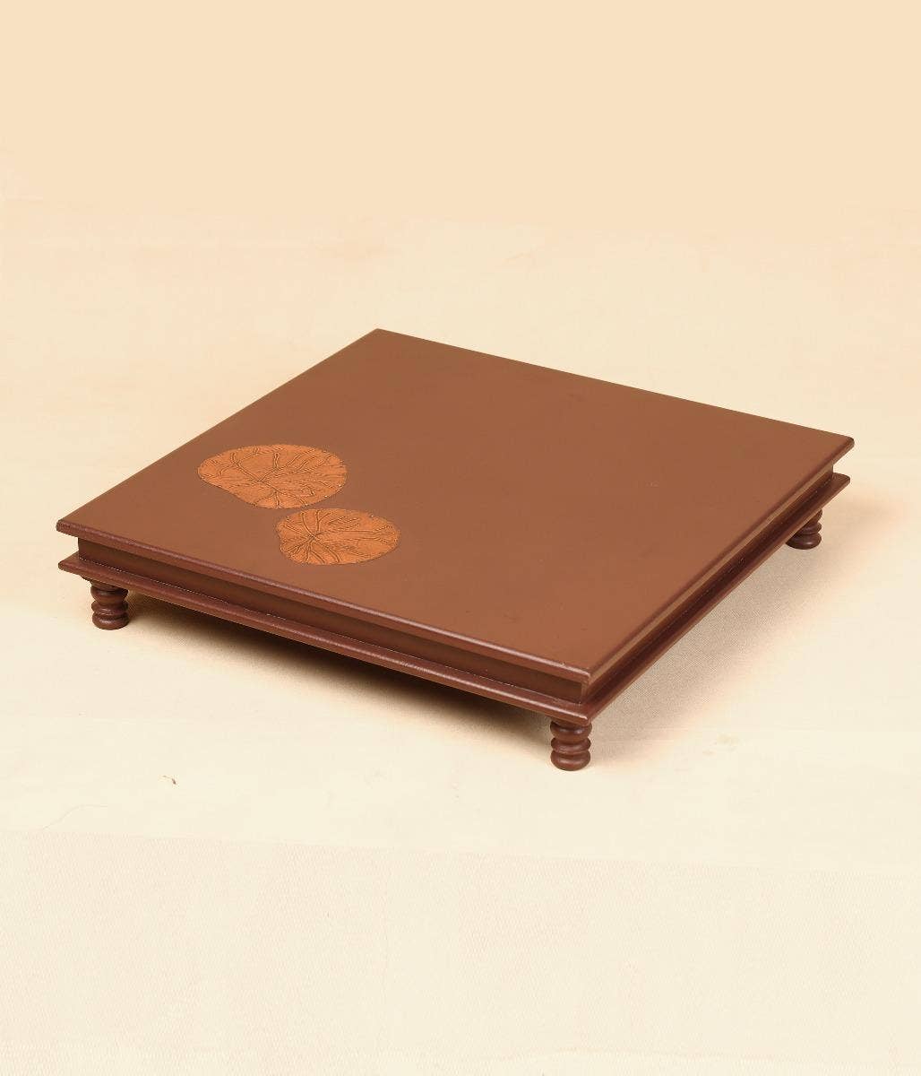 Low side table with copper lotus leaves - Big