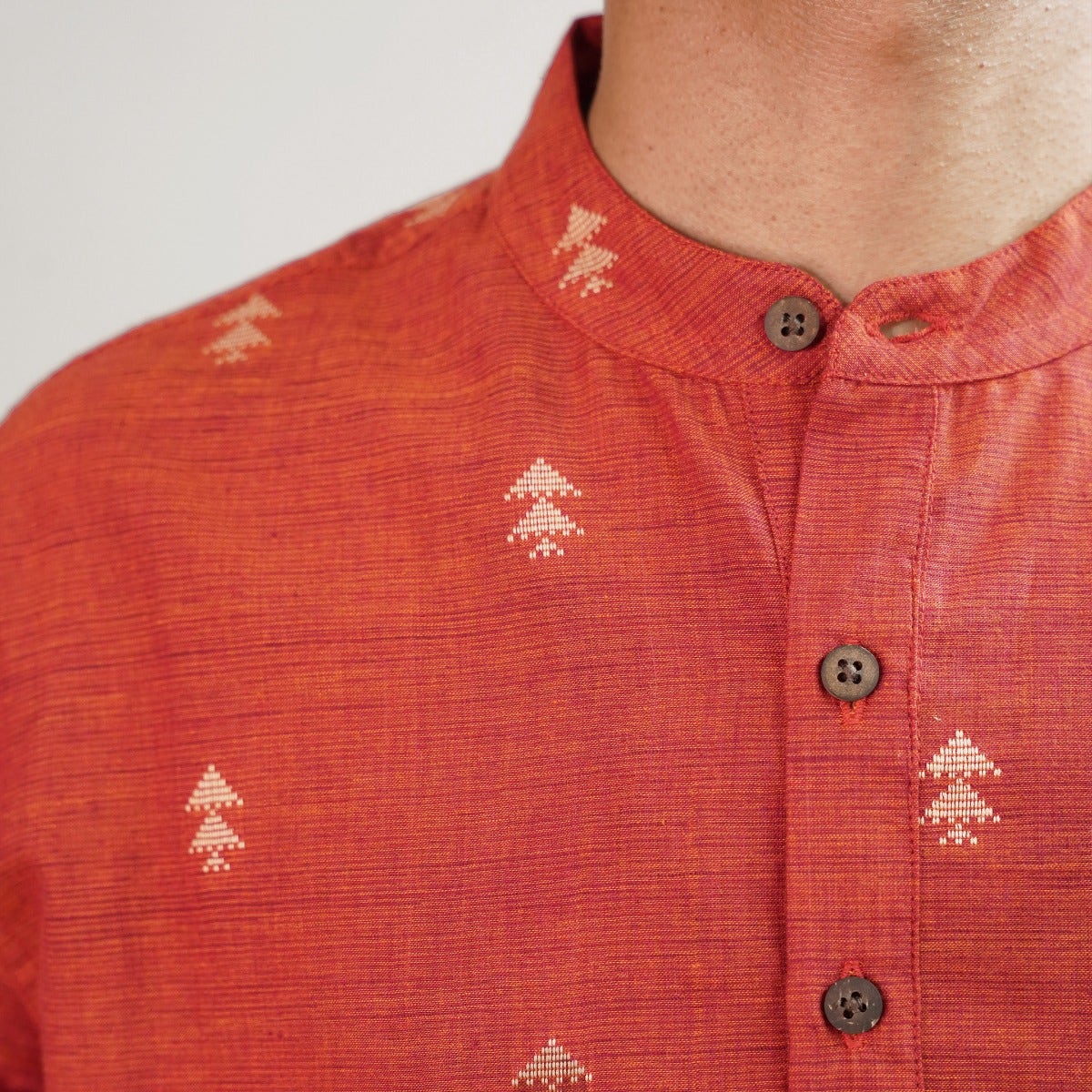 Rustic maroon- short jacqad motif pocket friendly short kurta