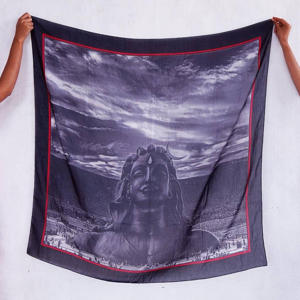 Lightweight and Luxuriously Soft Adiyogi Cotton Stole - Intense Black