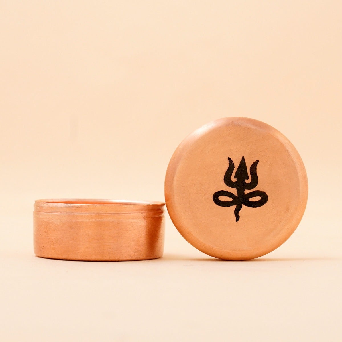 [HO0108416900] Copper Vibhuti Box (Small) - Trishul