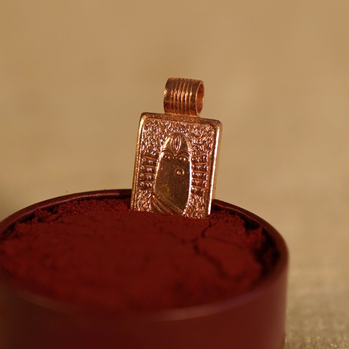 Linga Bhairavi Copper Pendant (Large). Consecrated Devi Pendant.