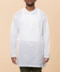 White Cotton Dobby Kurta for Men