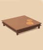 Lotus Leaf Copper Inlay Wooden Table 18''x18''