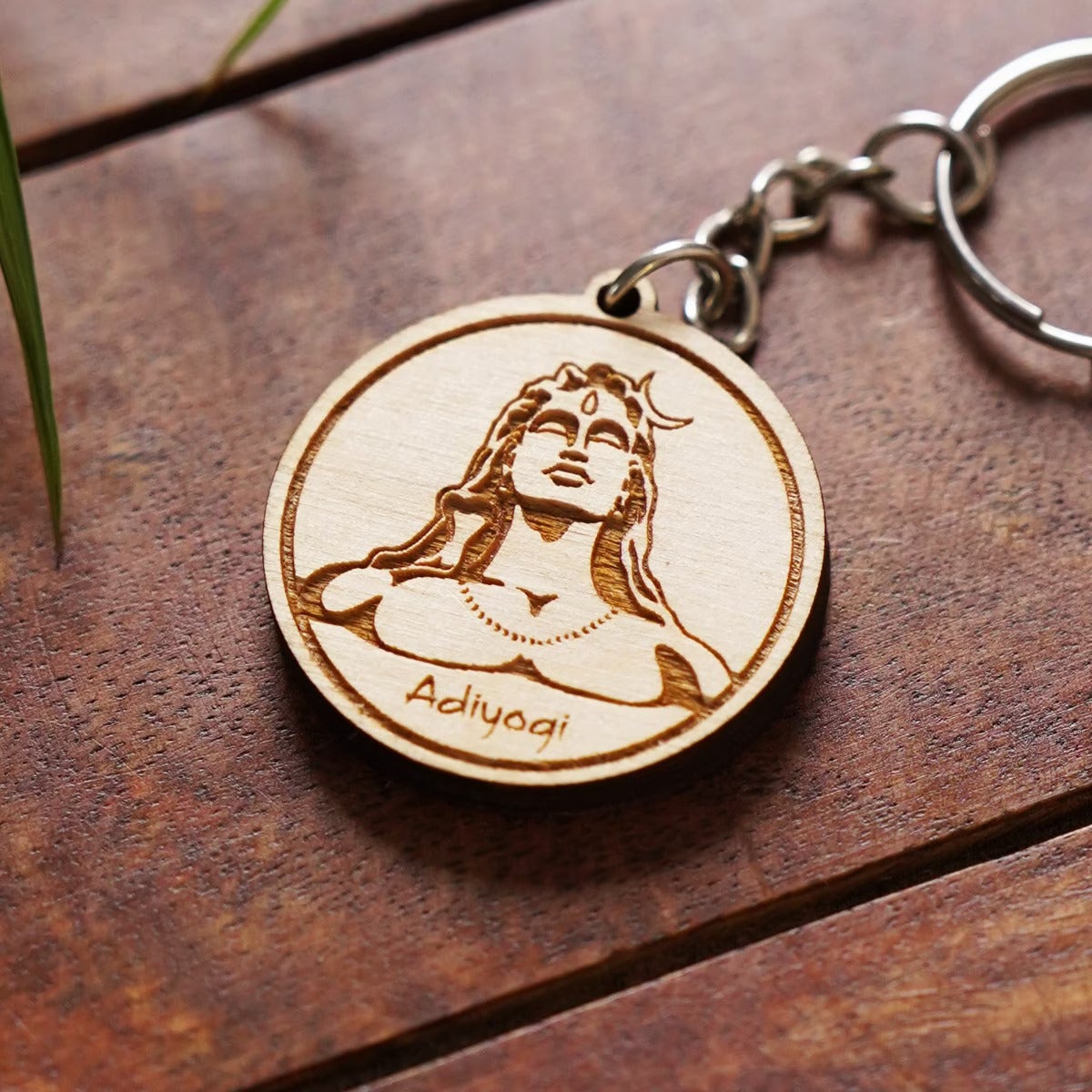 Adiyogi Etched Wooden Key Chain