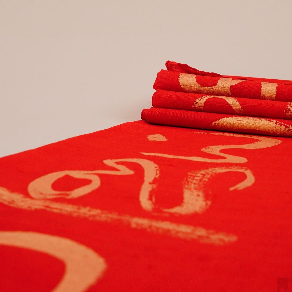 Devi Silk Shawl. Consecrated. Natural Fabric. Fiery Red Colour(Tamil)