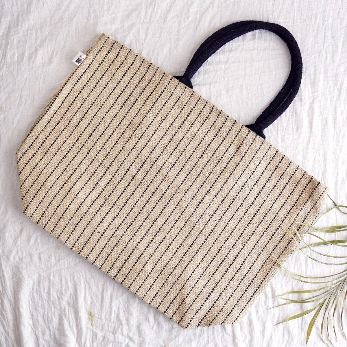 Natural canvas jute bag with reinforced handles