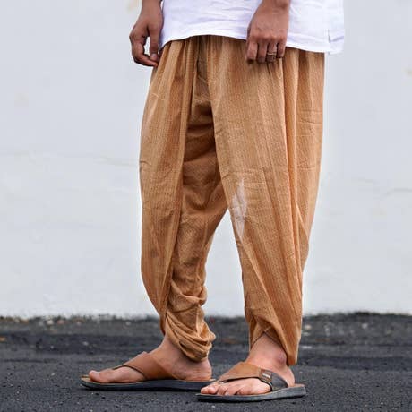 Khaki  Organic Cotton Unisex Printed Dhoti Pants