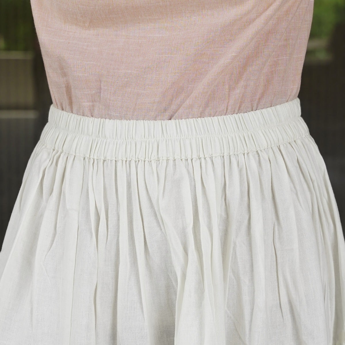 Tiered cotton long skirt - off white