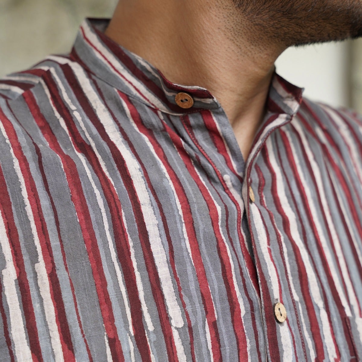 Handblock Printed Long Kurta - Multicolor Stripe