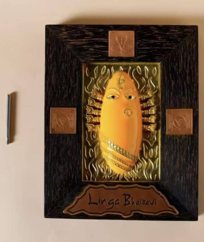 Consecrated Brass Devi Panel in Turmeric