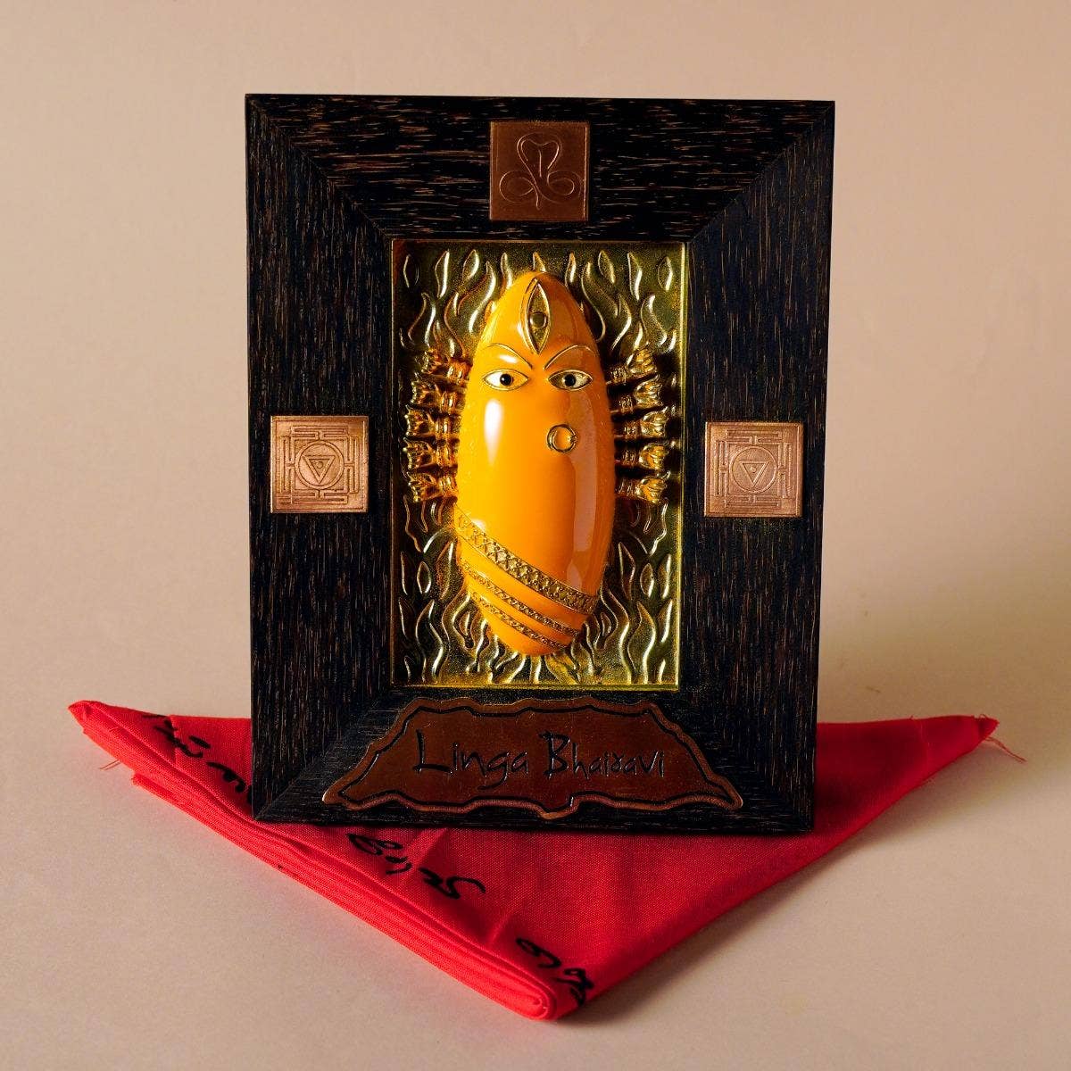 Consecrated Brass Devi Panel in Turmeric