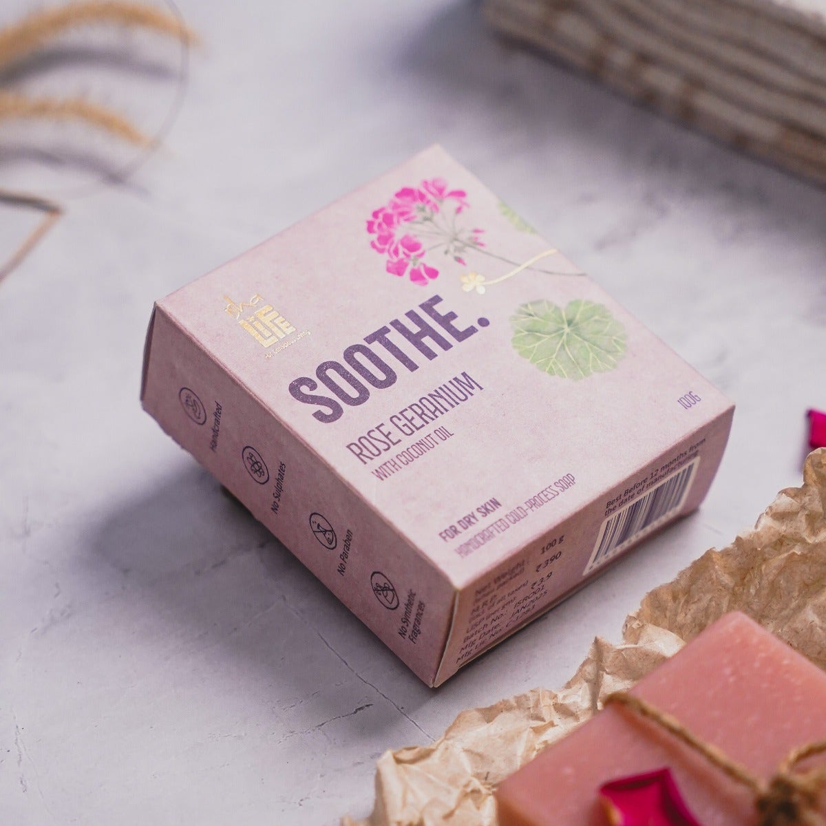 SOOTHE. Rose Geranium with Coconut oil handcrafted soap