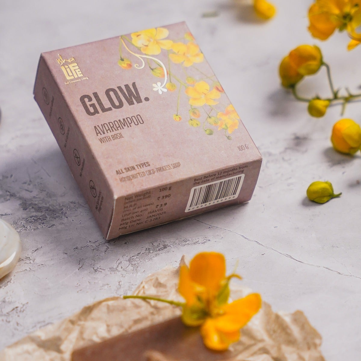 GLOW. Avarampoo with Basil handcrafted soap
