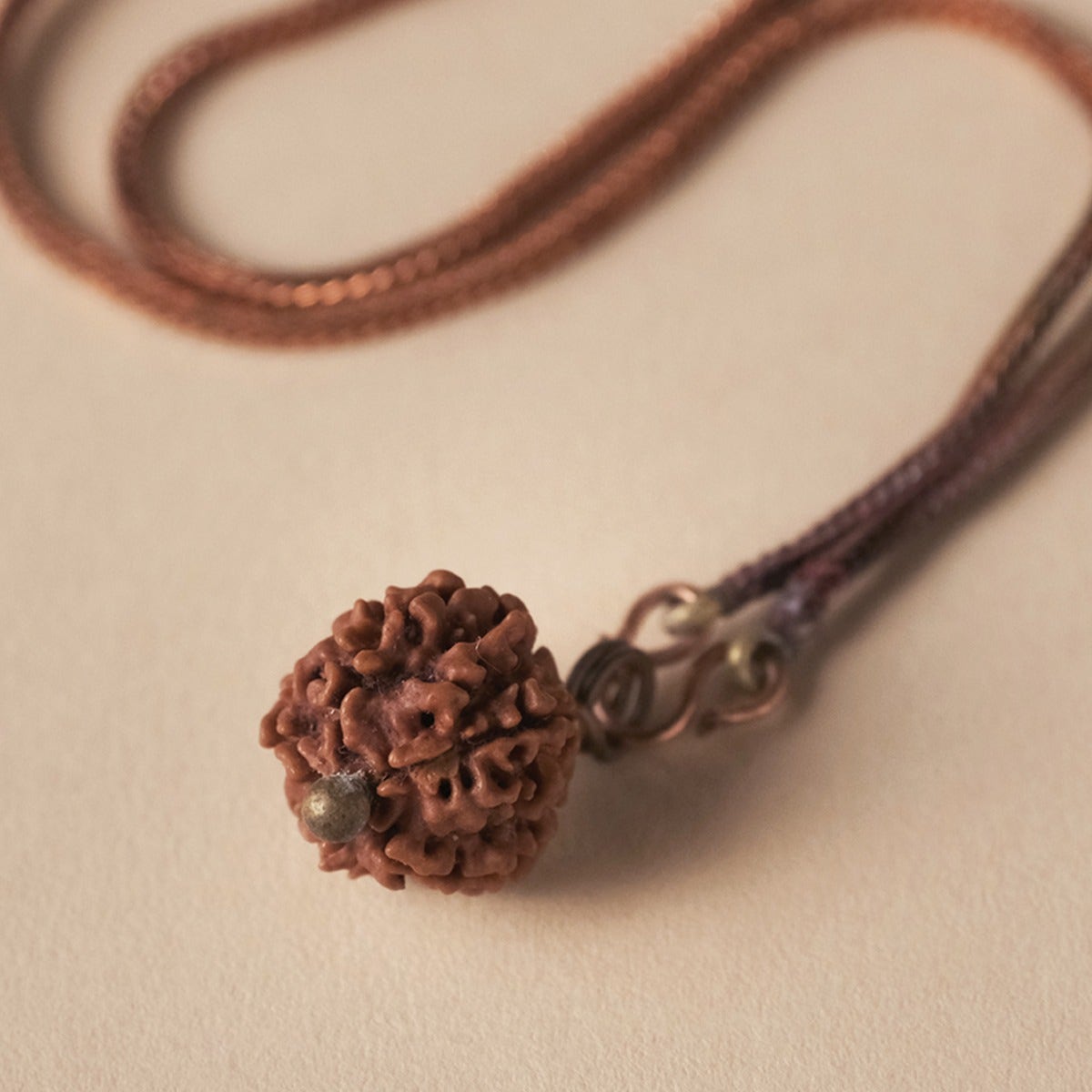 Adiyogi Rudraksha with copper chain. Consecrated Isha Panchamukhi (five faced) Rudraksha bead.