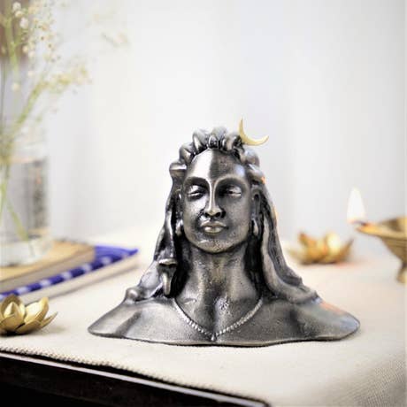 Adiyogi Statue Metal - 4 inch - Antique Nickel