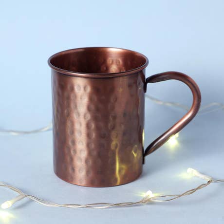 Hammered Copper Mug- Rust Brown. A festive gift.