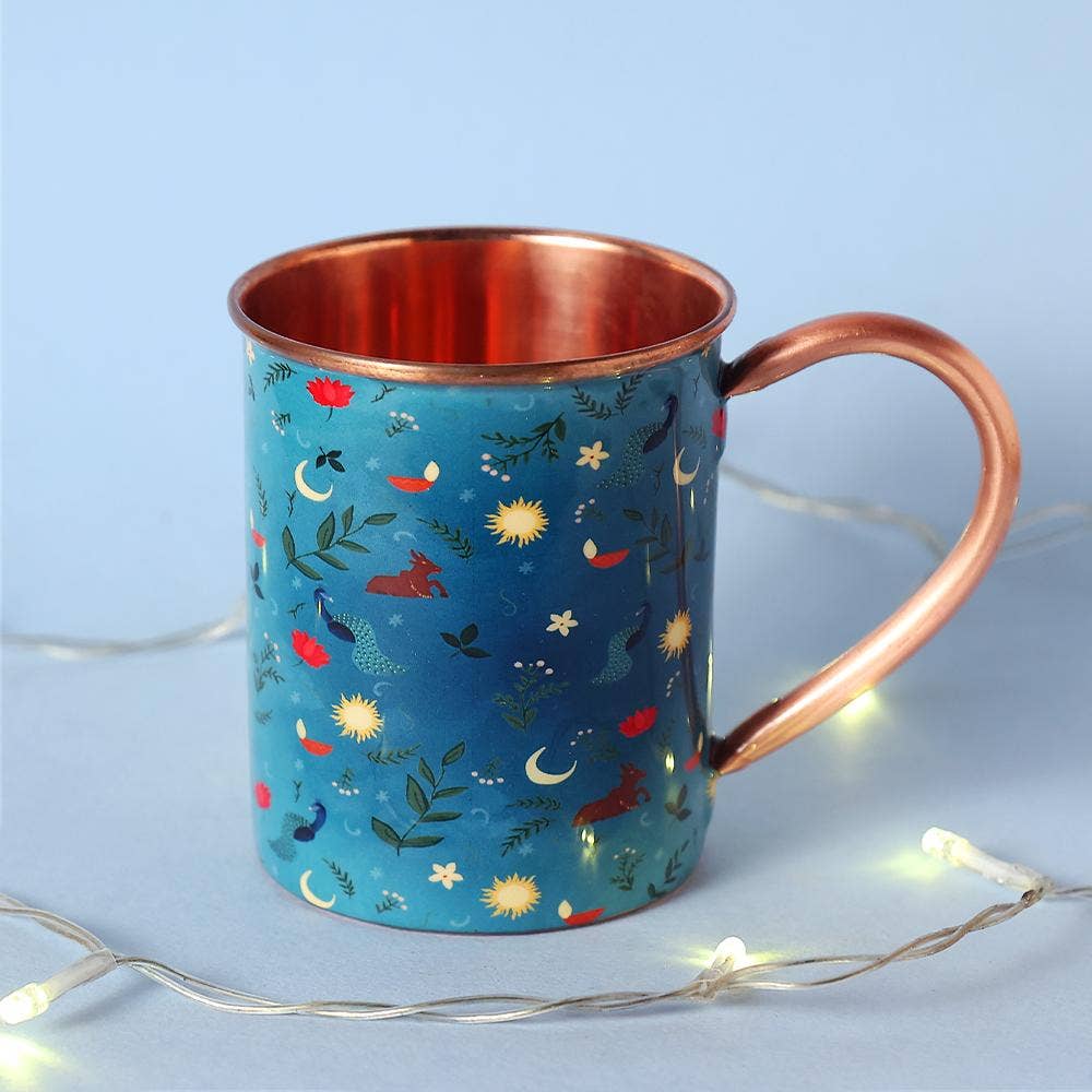 Ashram Festive Copper Mug. A gift for your friends and family