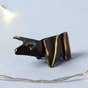 Decorative Origami Black Bull. Brass with antique highlights. Festive gift.