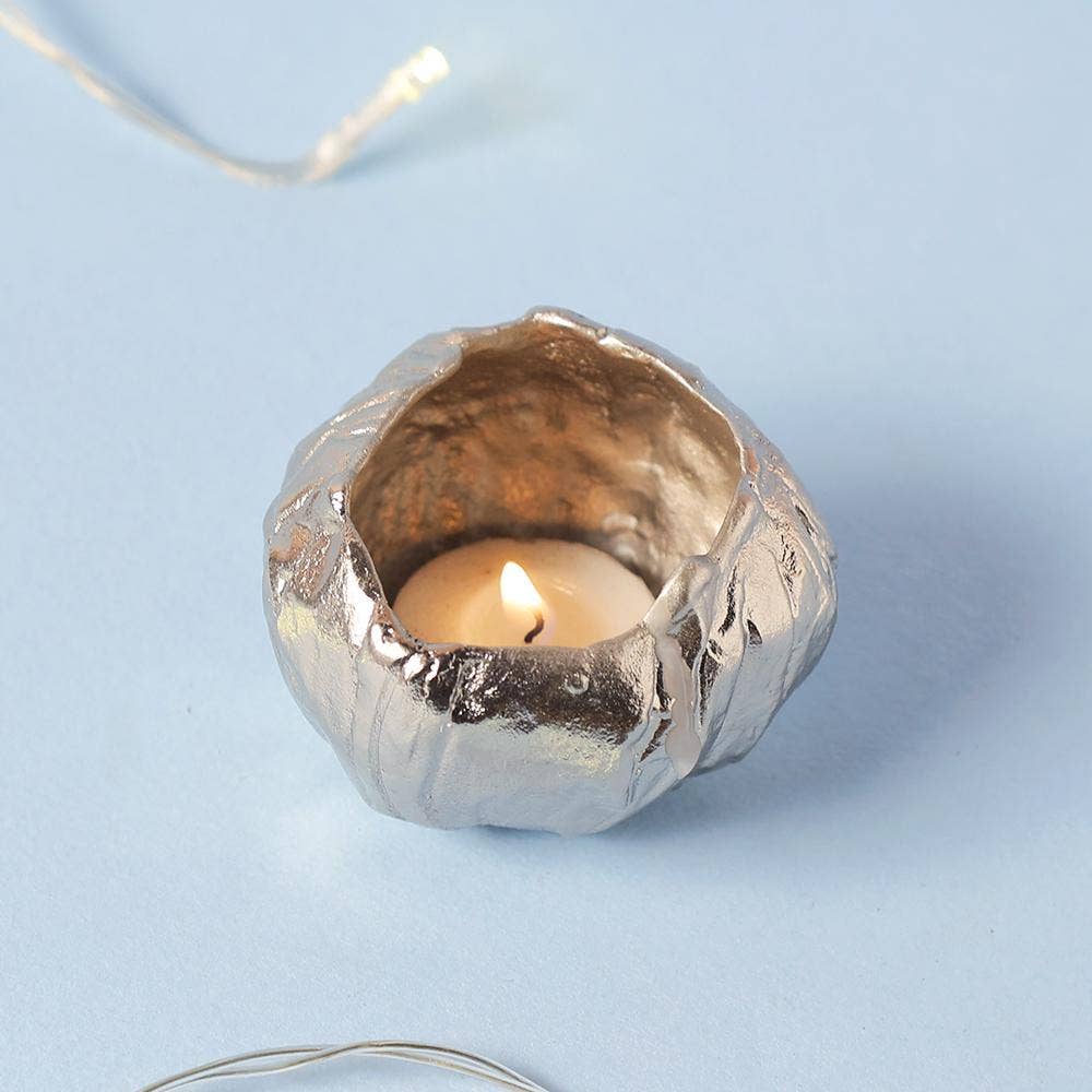 Copper Wrinkle Vase (Medium). Aluminum with antique copper plating. Festive gift.