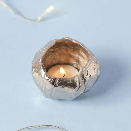 Copper Wrinkle Vase (Medium). Aluminum with antique copper plating. Festive gift.