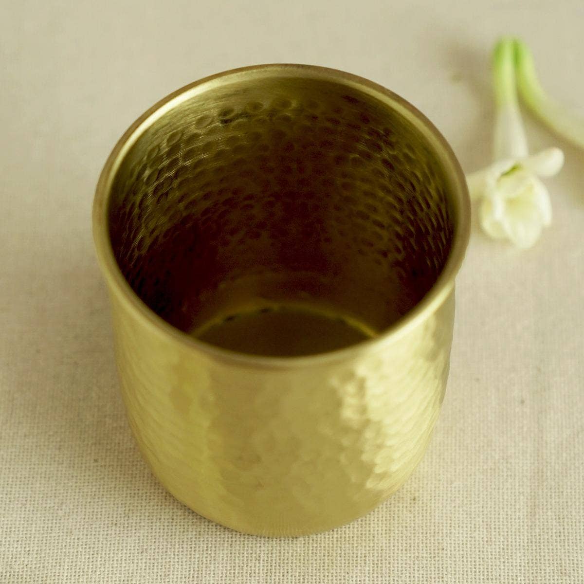 Semi-Hammered Brass Water Glass