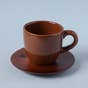 Chocolate Brown Ceramic Mug with Wooden Coaster