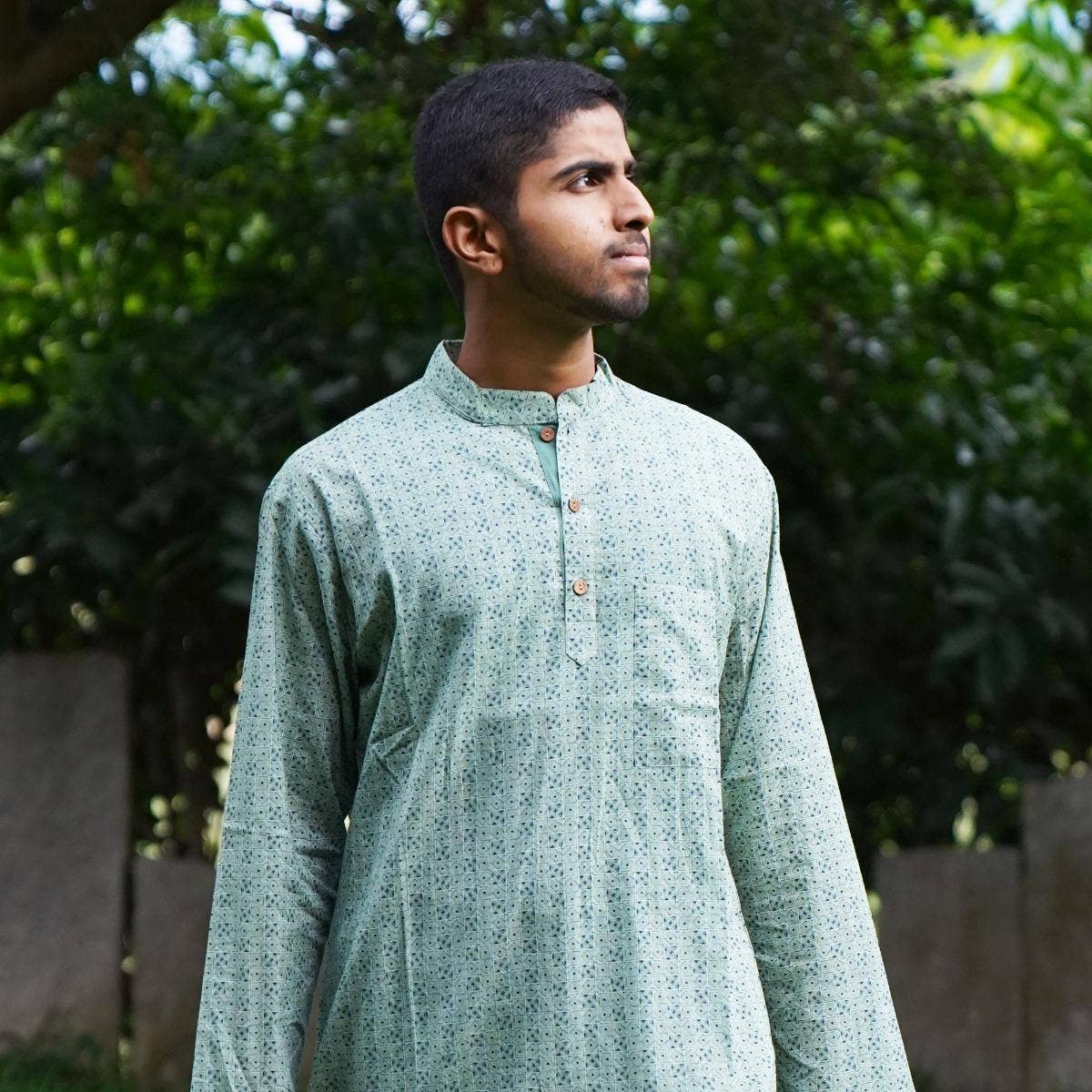 Lightweight Cotton Shirt Kurta - Tea Green
