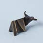 Decorative Origami Black Bull. Brass with antique highlights. Festive gift.