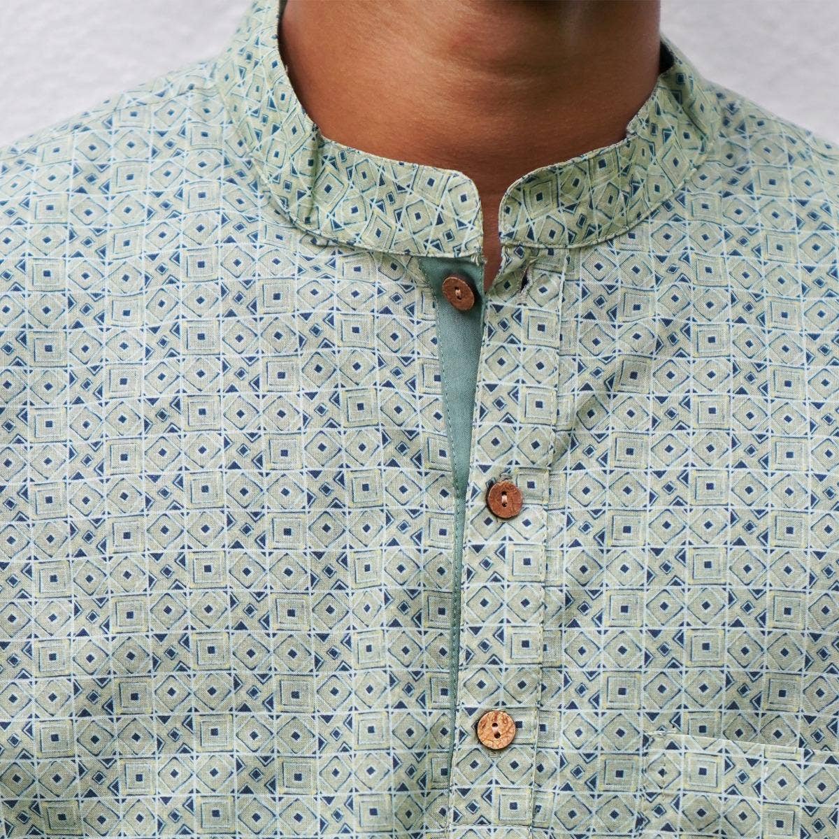 Lightweight Cotton Shirt Kurta - Tea Green