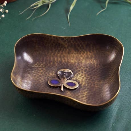 Hammered brass lapis embedded decorative bowl -Naga