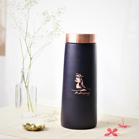 Copper Water Bottle With Adiyogi Imprint - 900 Ml