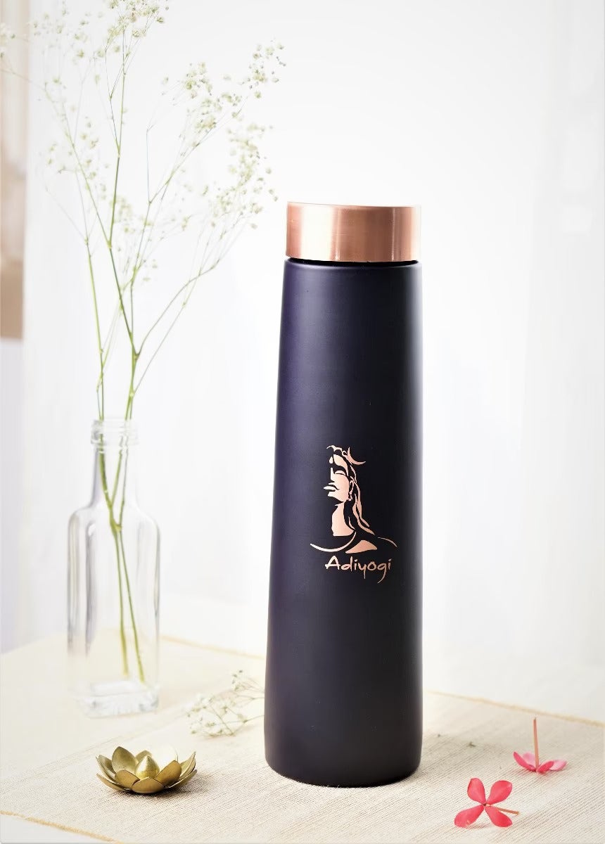Copper Water Bottle With Adiyogi Imprint - 900 Ml