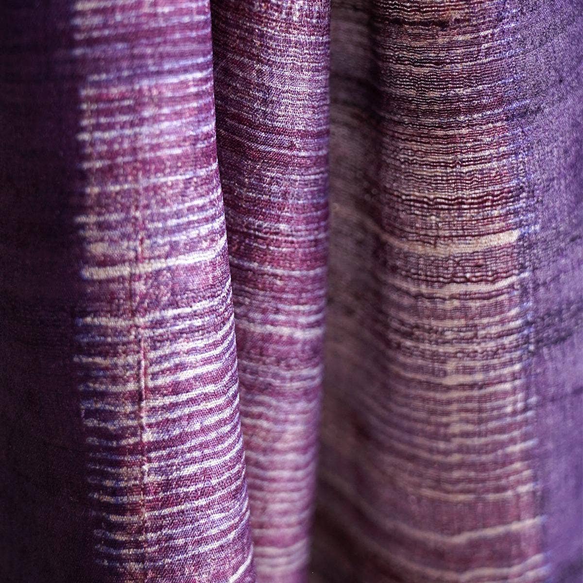 HandBlock Printed Aubergine Pure Tussar Silk Stole with Edgy Finish
