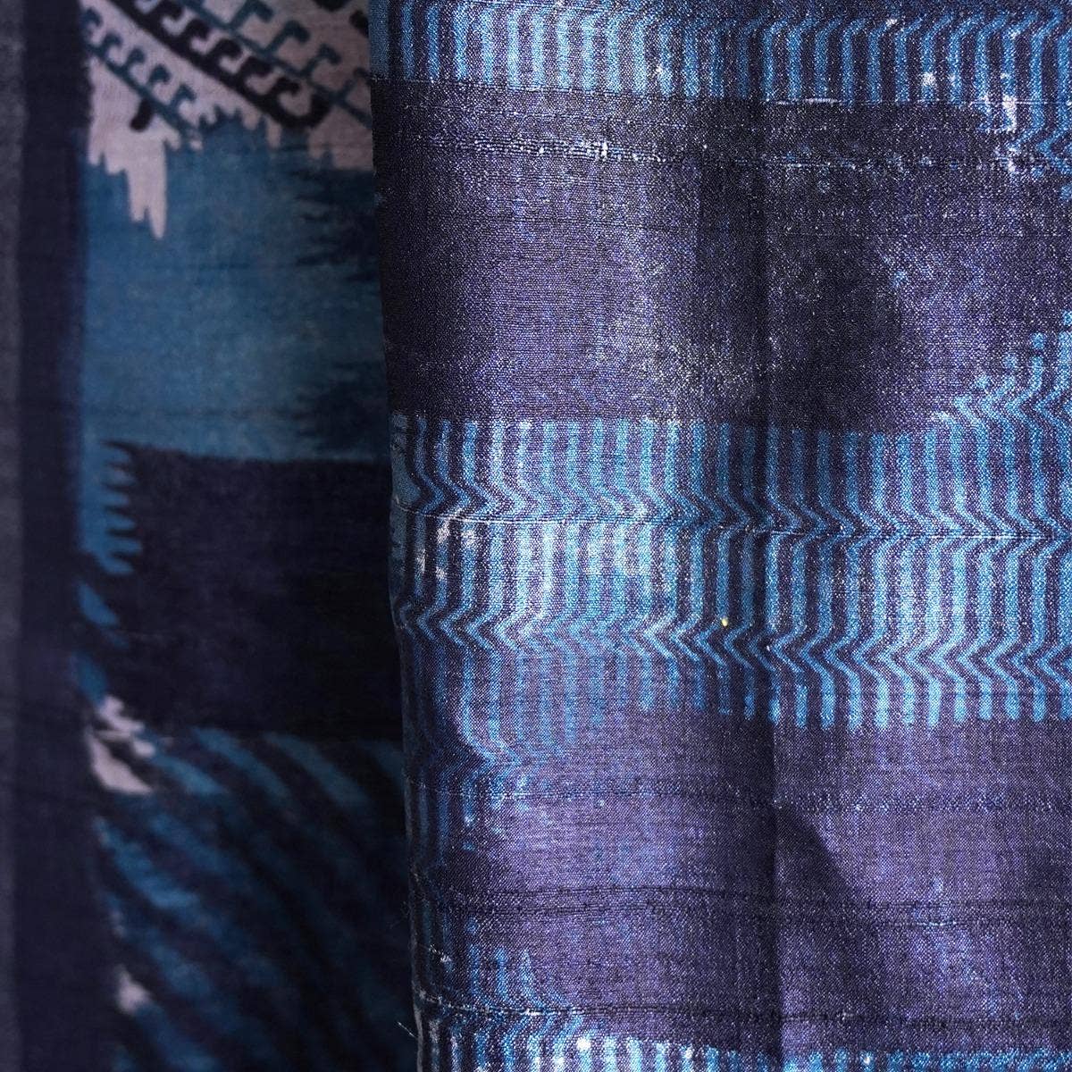 HandBlock Printed Light and Deep Purple Pure Tussar Silk Stole with Contemporary and Traditional Design