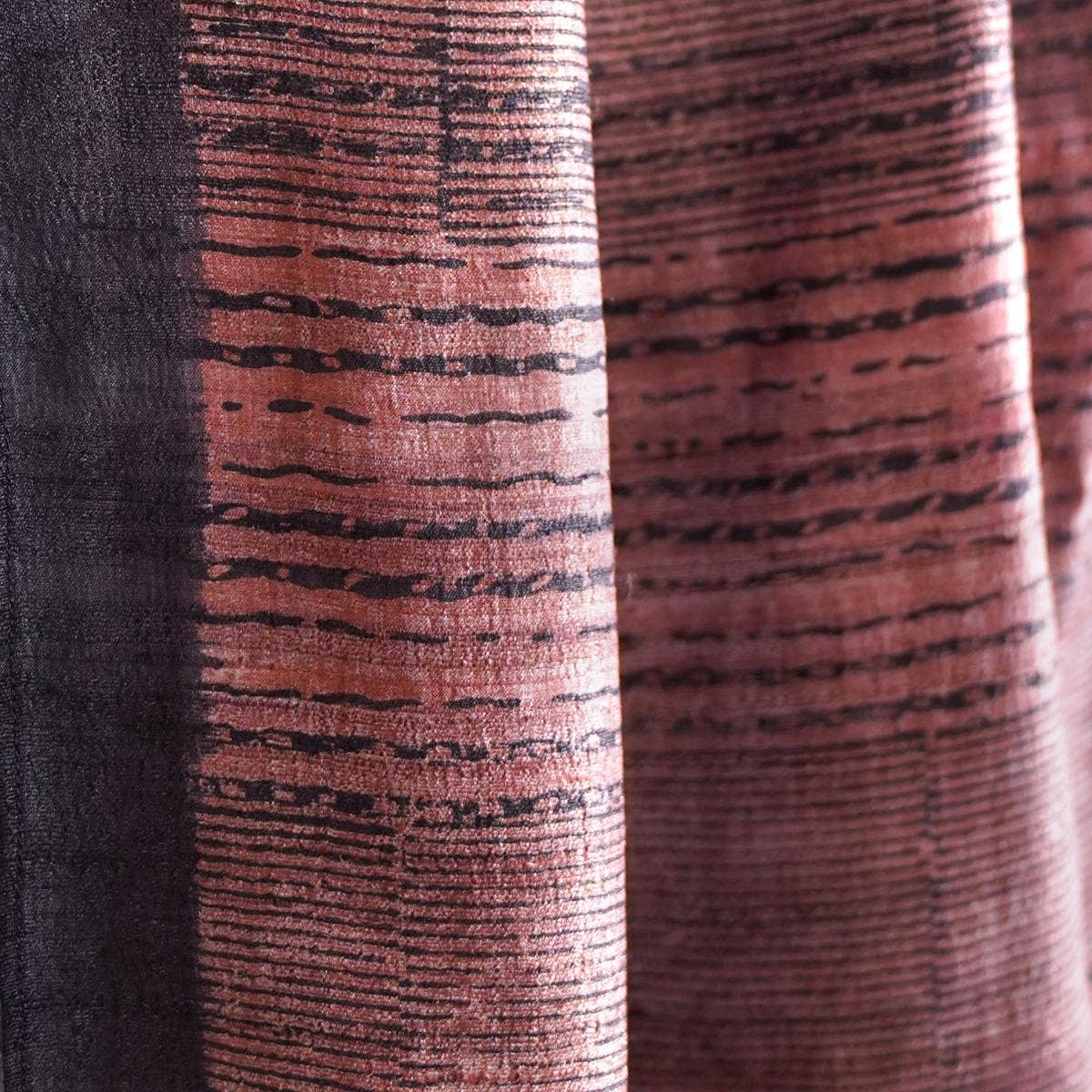 HandBlock Printed Purplish Grey Pure Tussar Silk Stole Accentuated with Dark Purple Border