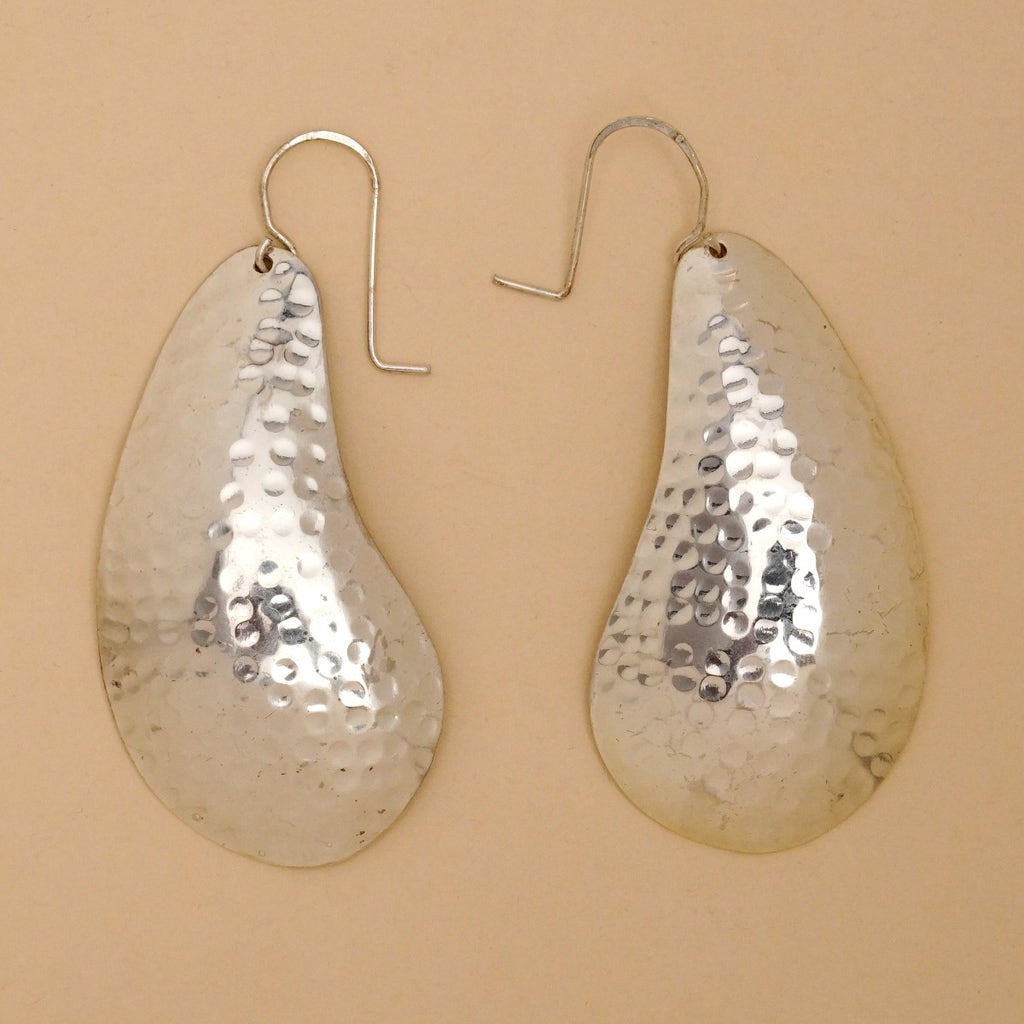 Hammered finish brass earring