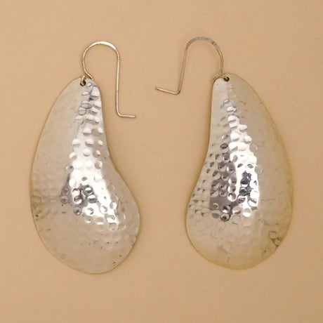 Hammered finish brass earring