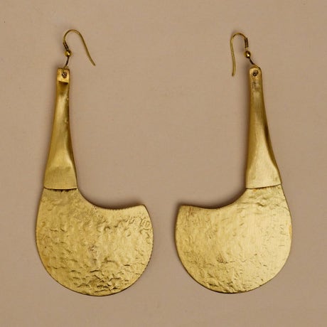 Texture brass abstract earring