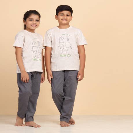 Melange Unisex T Shirt Hatha Yoga Ecru
