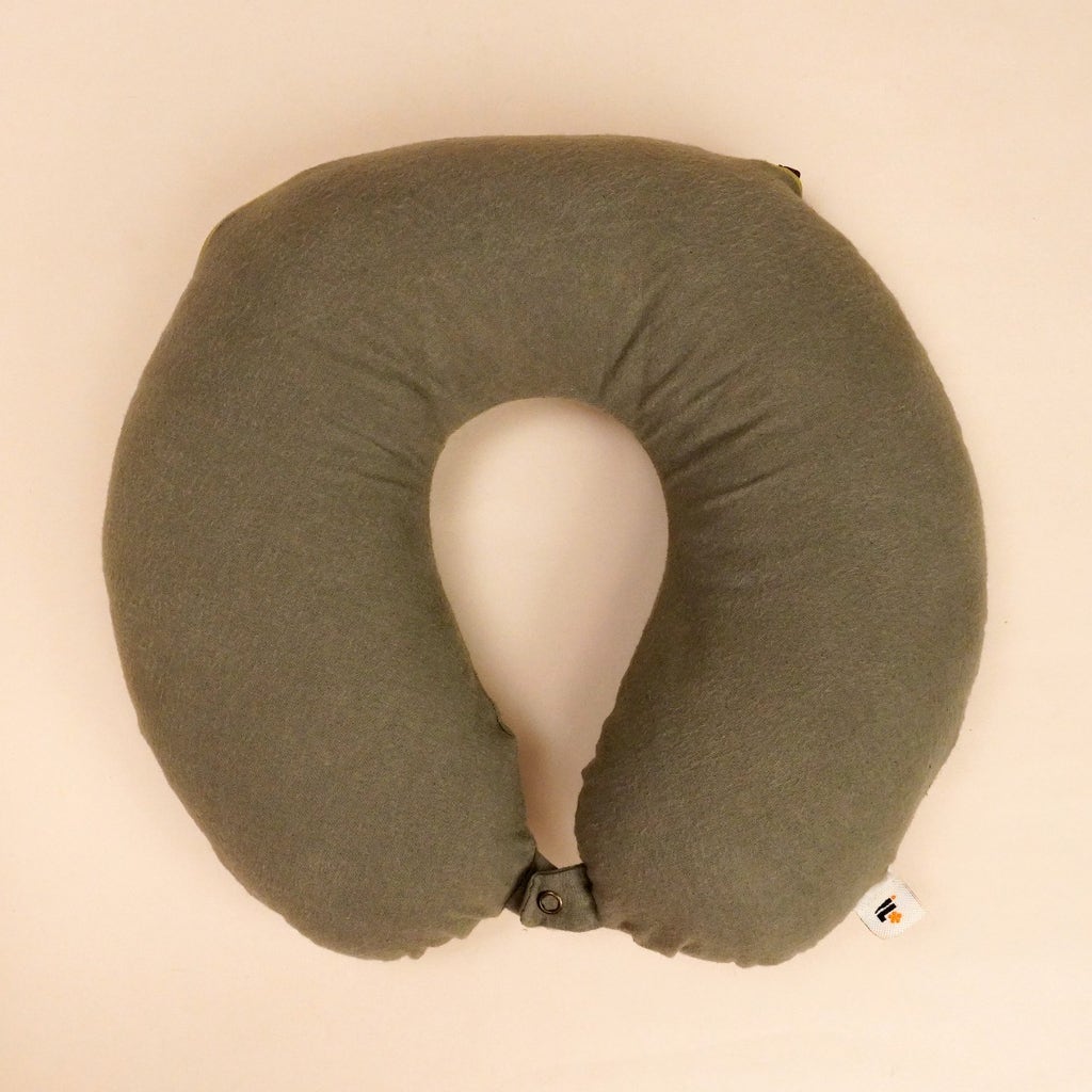 Natural Dyed Neck Pillow with Silk Cotton Fillings - Tulsi Green